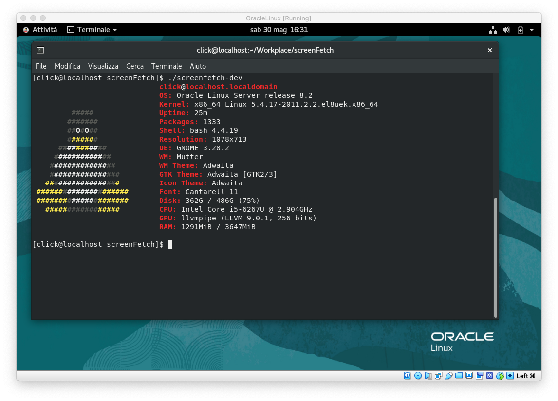 Come creare una VM con Oracle Linux e tomcat